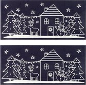 2x stuks velletjes kerst glitter raamstickers   49 cm - Raamversiering/raamdecoratie stickers kerstversiering