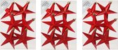 24x stuks kunststof kersthangers sterren rood 10 cm kerstornamenten - Kunststof ornamenten kerstversiering