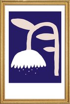 JUNIQE - Poster met houten lijst Flowery 10 -30x45 /Blauw
