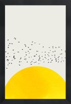 JUNIQE - Poster in houten lijst A Thousand Birds -30x45 /Geel