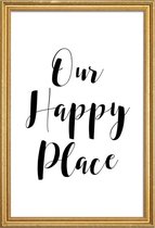 JUNIQE - Poster met houten lijst Our Happy Place -13x18 /Wit & Zwart