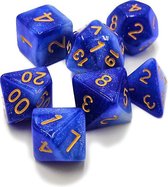 Polydice set 7 stuks - Polyhedral dobbelstenen set | dungeons and dragons dnd dice| D&D Pathfinder RPG | Blauw wit galaxy