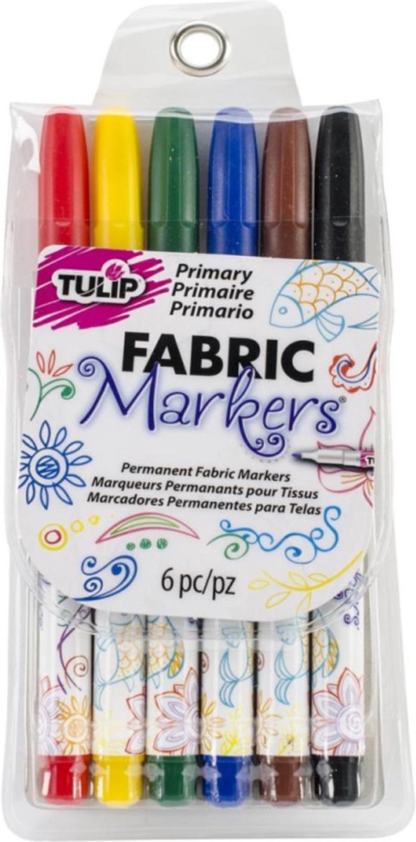Tulip Fabric markers fine Primary 6stuks
