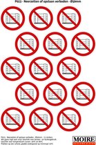 Pictogram sticker 75 stuks P023 - Neerzetten of opslaan verboden - 50 x 50mm - 15 stickers op 1 vel