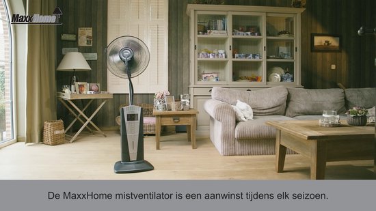 MaxxHome Ventilateur sur pied moderne utilisation facile Noir pour le salon et le bureau design pratique à économie d'énergie 45W 