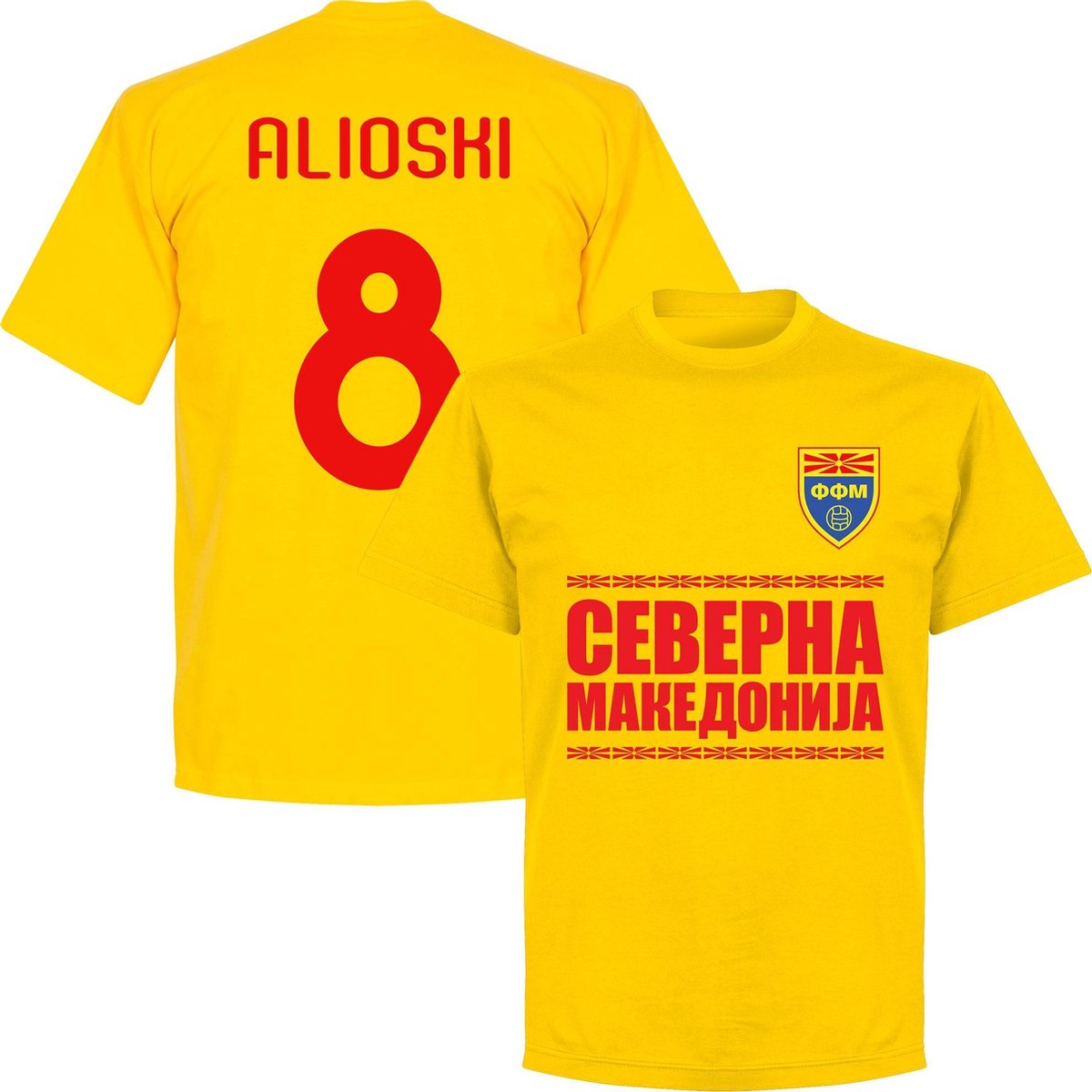 Noord Macedonië Alioski 8 Team T-Shirt - Geel - 3XL