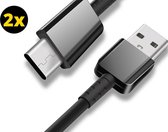 2x USB-A naar USB-C kabel Zwart geschikt voor Samsung / Huawai / Xiaomi / Oppo / Motorola / OnePlus - oplader kabel - lader - kabel - usb naar usb c kabel - oplader