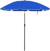 parasol, Ø 160 cm, marktparasol, UV-bescherming UPF 50+, zonwering, achthoekige tuinparasol van polyester, ribben van glasvezel, met draagtas, blauw GPU60BU