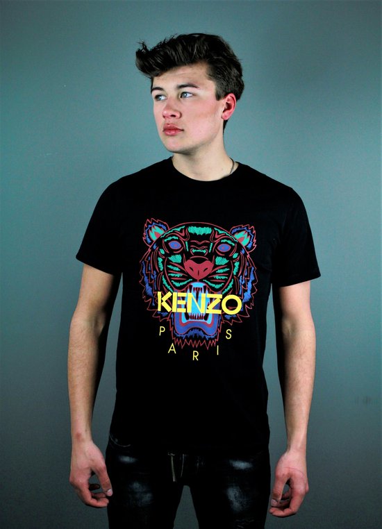 grind Leerling uitvinden Kenzo Bedrukt Logo T-Shirt |Zwart Rood met Gele Letters |XL | bol.com