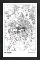 JUNIQE - Poster met houten lijst London kaart -13x18 /Wit & Zwart