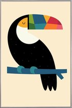 JUNIQE - Poster met kunststof lijst Rainbow Toucan -30x45 /Kleurrijk