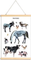 JUNIQE - Posterhanger Farm Animals -30x45 /Bruin & Grijs