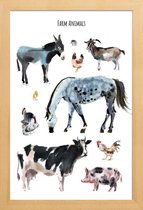 JUNIQE - Poster in houten lijst Farm Animals -40x60 /Bruin & Grijs