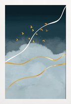 JUNIQE - Poster met houten lijst Exposure gouden -40x60 /Blauw & Goud