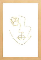 JUNIQE - Poster met houten lijst Petal gouden -30x45 /Goud & Wit