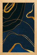 JUNIQE - Poster met houten lijst Ghost gouden -13x18 /Blauw & Goud