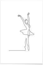 JUNIQE - Poster Ballet -30x45 /Wit & Zwart