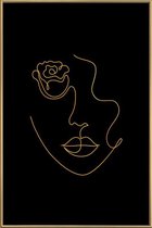 JUNIQE - Poster met kunststof lijst Petal gouden -13x18 /Goud & Zwart