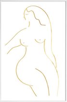 JUNIQE - Poster met kunststof lijst Gold Form II -13x18 /Goud & Wit