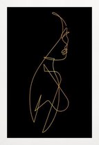 JUNIQE - Poster met houten lijst Femme I gouden -40x60 /Goud & Zwart