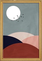JUNIQE - Poster met houten lijst Hillscape II -20x30 /Grijs & Rood