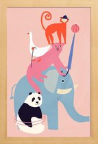 JUNIQE - Poster in houten lijst Animal Pyramid -60x90 /Kleurrijk