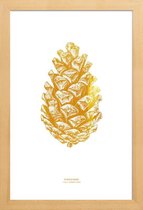 JUNIQE - Poster met houten lijst Pinecone gouden -40x60 /Goud & Wit