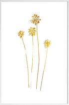 JUNIQE - Poster met kunststof lijst Palm Silhouettes gouden -30x45