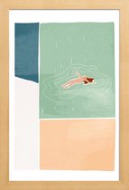 JUNIQE - Poster in houten lijst Bathing -20x30 /Ivoor & Roze