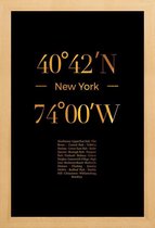 JUNIQE - Poster met houten lijst New York gouden -13x18 /Goud & Zwart