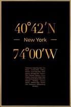JUNIQE - Poster met kunststof lijst New York gouden -20x30 /Goud &