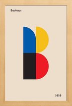 JUNIQE - Poster in houten lijst B for Bauhaus -30x45 /Blauw & Ivoor