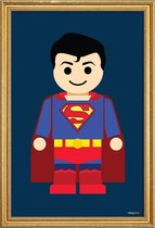 JUNIQE - Poster met houten lijst Superman Toy -60x90 /Blauw & Rood