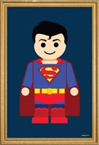 JUNIQE - Poster met houten lijst Superman Toy -20x30 /Blauw & Rood