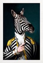 JUNIQE - Poster in houten lijst Mister Stripe - Aristocratic Zebra