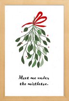JUNIQE - Poster met houten lijst Mistletoe -13x18 /Groen & Rood