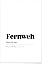 JUNIQE - Poster Fernweh -30x45 /Wit & Zwart