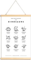 JUNIQE - Posterhanger Dinosaurussoorten -40x60 /Wit & Zwart
