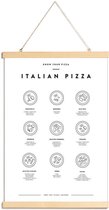 JUNIQE - Posterhanger Pizzasoorten -40x60 /Wit & Zwart
