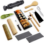 Goodlife® XXL Deluxe Sushi Maker Set - 15 delig - Sushi Bazooka - Rolmatten - Leisteen Serveerplateau's - Chopsticks - Avocado Snijder - Nigiri maker - Eco friendly - Sushi Kit  - Sushi servi