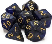Polydice set - Polyhedral dobbelstenen set 7 delig | Set van 7 dice  | dungeons and dragons dnd dice | D&D Pathfinder RPG DnD | Donkerblauw galaxy
