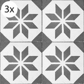Crearreda – Vloertegelstickers – Zwart Motief – Zelfklevende Tegelstickers – 40 x 40 cm (3x)