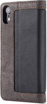Caseme Canvas Wallet Bookcase iPhone XR - Bruin Zwart