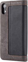 Caseme Canvas Wallet iPhone XR Bookcase - Brun Zwart