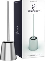 Toiletborstel van Sanicraft® - Toiletborstel met Houder - Inclusief Krachtige Borstel - Extra Lang Handvat - 100% Roestvrij
