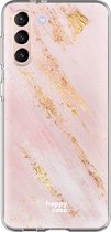 HappyCase Samsung S21 Plus Hoesje Flexibel TPU Pink Marmer Print