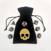 Polydice set met bag - dobbelstenen dungeons and dragons - DnD - RPG - bewaarzakje skull - set van 7 stuks met 1 zakje