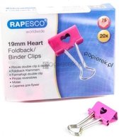 Rapesco Foldback Clips - 19 mm - Hartjes Roze 20 stuks
