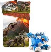 Jurassic World dekbedovertrek Dino-1persoons-140x200-dinosaurus dekbed, incl. Pluche Dino Ankylosaurus-blauw