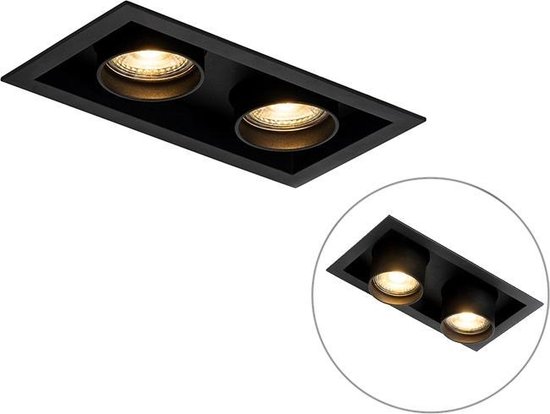 QAZQA roof - Moderne Inbouwspot - 2 lichts - L 20 cm - Zwart - Woonkamer | Slaapkamer | Keuken